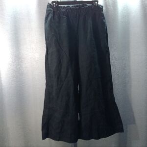 Black Linen Culotte Pants